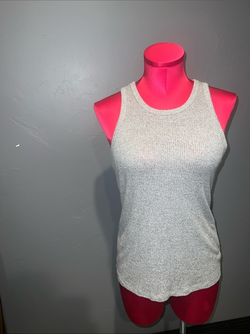 A new day Slim Fit Ribbed High Neck Tank Top in Heather gray